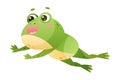 Cute Green Leaping Frog Character Jumping Vector Illustration Royalty Free Stock Photo
