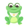 Cute Green Leaping Frog Character Sitting with Bib Vector Illustration Royalty Free Stock Photo