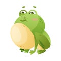 Cute Green Leaping Frog Character Sitting with Swollen Body Vector Illustration Royalty Free Stock Photo