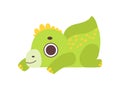 Cute Green Little Dino, Adorable Baby Dinosaur Character Vector Illustration Royalty Free Stock Photo