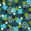 Cute Green Lucky Four Leaf Clover Garden Vector Art Seamless Pattern Royalty Free Stock Photo