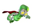 Cute green metal robot superhero character Royalty Free Stock Photo