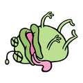 Cute green microbe was poisoned and died. Vector illustration. Royalty Free Stock Photo