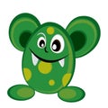 Cute green monster in deep green shades Royalty Free Stock Photo