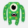 Cute green monster isolated vector illustration