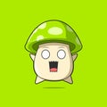 Cute green mushroom character got shocked. Vector flat carton character illustration