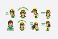 Cute Green Noble Female Queen Sticker Character with Multiple Expression Pose