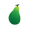 Cute Green Pear, Funny Fruit Cartoon Character with Funny Face Vector Illustration