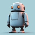 A cute green robot positioned on a blue background can be utilized for design and technology-based projects Royalty Free Stock Photo