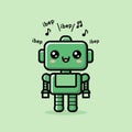 Cute Green Robot Singing IBEP Song with Musical Notes Royalty Free Stock Photo