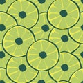 Cute green sliced limes vector repeat seamless pattern.