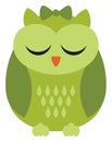 Cute Green St. Patrick Owl. Vector Owl with Bow