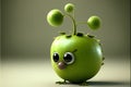 Cute green tomato character with funny face and eyes - 3d render