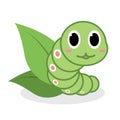 Cute green worm cartoon Royalty Free Stock Photo