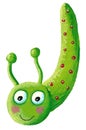 Cute green worm with red dots Royalty Free Stock Photo
