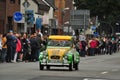 Cute green and yellow Citroen 2CV at the 2017 Tour de France in Meerbusch, Germany