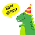 Cute greeting card with a dinosaur. Party invitation . Vector illustration Royalty Free Stock Photo