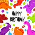 Cute greeting card with a dinosaur. Party invitation . Vector illustration Royalty Free Stock Photo