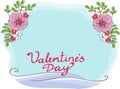 Cute greeting card with flowers for design Happy Valentine`s day