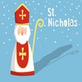 Cute greeting card with Saint Nicholas,