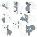 Cute Grey Color Animals, the big kid game to be colored by example half.