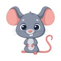 Cute grey mouse animal cartoon vector illustration