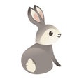 Cute grey rabbit sitting on ground cartoon animal design flat vector illustration isolated on white background Royalty Free Stock Photo