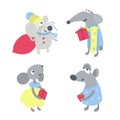 Cute grey rat in various poses Royalty Free Stock Photo