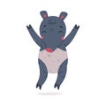Cute Grey Tapir Animal with Proboscis Jumping with Joy Vector Illustration