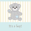 Cute grey teddy bear with patch. Royalty Free Stock Photo