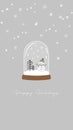 Cute Grey and White Snow Globe Snowman Happy Holidays Christmas Instagram Video Story