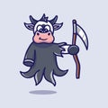 cute grim reaper cow illustration