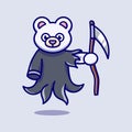 cute grim reaper polar bear illustration