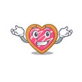 Cute Grinning cookie heart mascot cartoon style