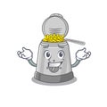 Cute Grinning deep fryer mascot cartoon style