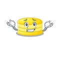 Cute Grinning lemon macaron mascot cartoon style