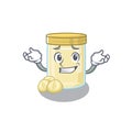 Cute Grinning macadamia nut butter mascot cartoon style