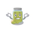 Cute Grinning pumpkin seed butter mascot cartoon style