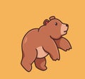 cute grizzly bear brown jumping. cartoon animal nature concept Isolated illustration. Flat Style suitable for Sticker Icon Design