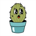 Cute groovy cactus cartoon character