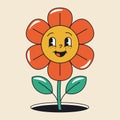 Cute Groovy flower illustration art. beautiful flower cartoon style