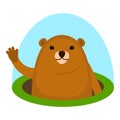 Cute groundhog icon, flat style