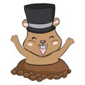 cute groundhog illustration groundhog day. Suitable for mascot designs, t-shirts, cartoons, banners