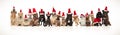 Cute group of christmas cats and dogs of different breeds Royalty Free Stock Photo