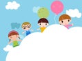 Cute group of kids and balloon Royalty Free Stock Photo