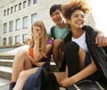 Cute group teenages at the building of university