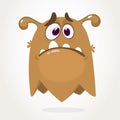 Cute grumpy cartoon monster. Vector illustration.