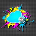 Cute grunge cloud with chrome knob