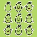 Set of Cute Guava Mini Character Adorable Fruit Mascot Illustration for food business