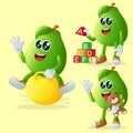 Cute guava characters playing with kid toys Royalty Free Stock Photo